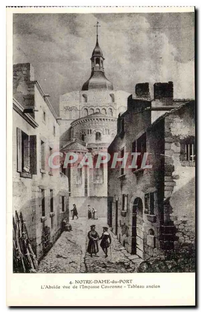 Notre-Dame-du-Port — Die Apse aus der Impasse Couronne gesehen — Altes Gemälde — Phototypie Bienaimé, Reims - Vorderseite
