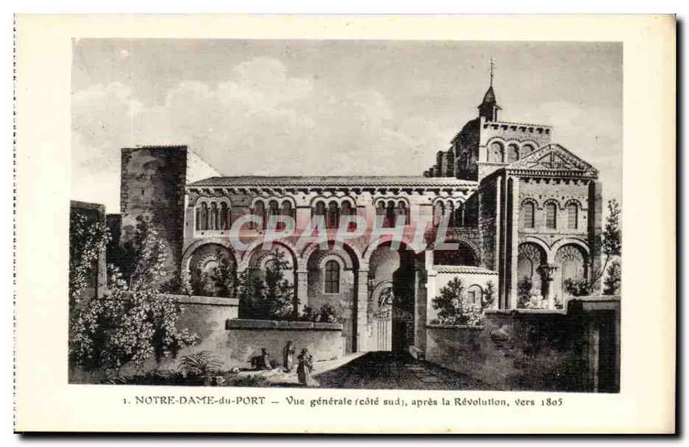Notre-Dame-du-Port — Allgemeiner Blick (Südseite), nach der Revolution, um 1805 — Phototypie J. Bienalmé, Reims - Vorderseite
