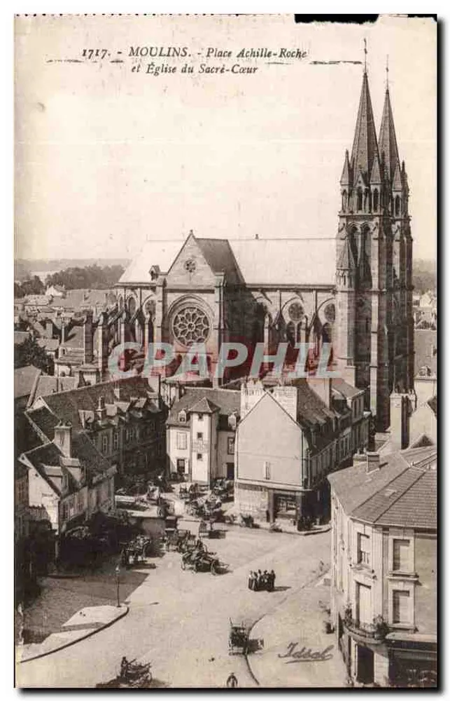 Moulins - Place Achille-Roche und Kirche des Heiligen Herzens - Vorderseite
