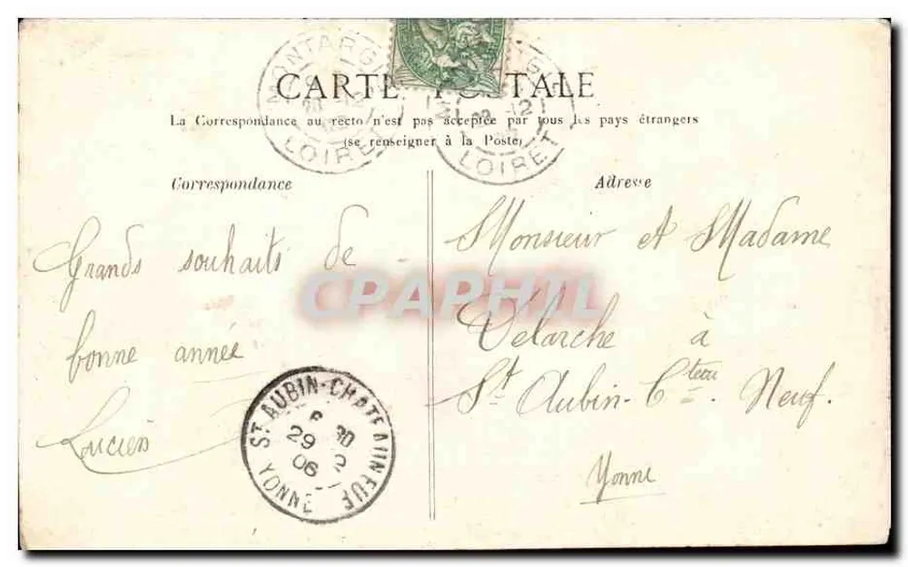 Ano Novo do 82º — Montargis — editor desconhecido, n° de série 3 - Verso