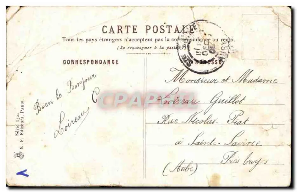 O Saluto — caricatura militar — K. F. Editores, Paris, Série 1301 - Verso