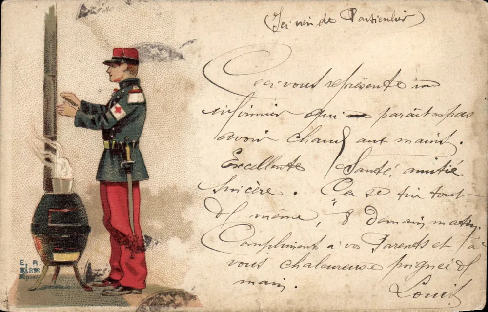 Soldado da Infantaria — aquecedor de lareira — editor E.R. BARS - Frente