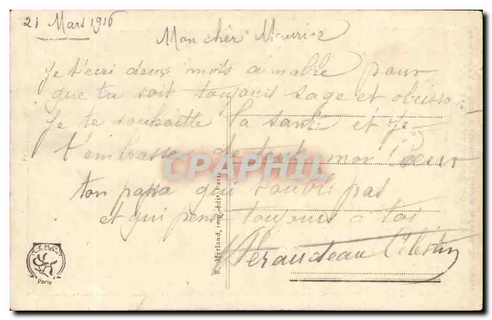 Generalissime Joffre — Dem Sieger der Marne, dem Verteidiger der Flandern, die Palmen der Sieges — Verleger L.E. Macé, Paris - Rückseite