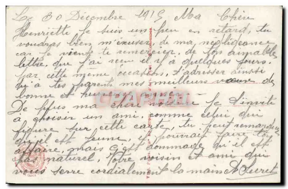 Soldado francês lendo uma carta — série 393/4 — editor FURIA - Verso