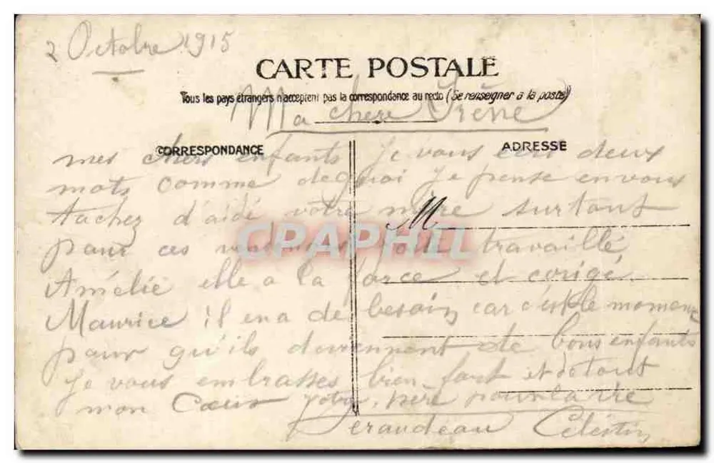 Ruinen eines Gebäudes in Straßburg — 2. Oktober 1915 — Ansichtskarte - Rückseite