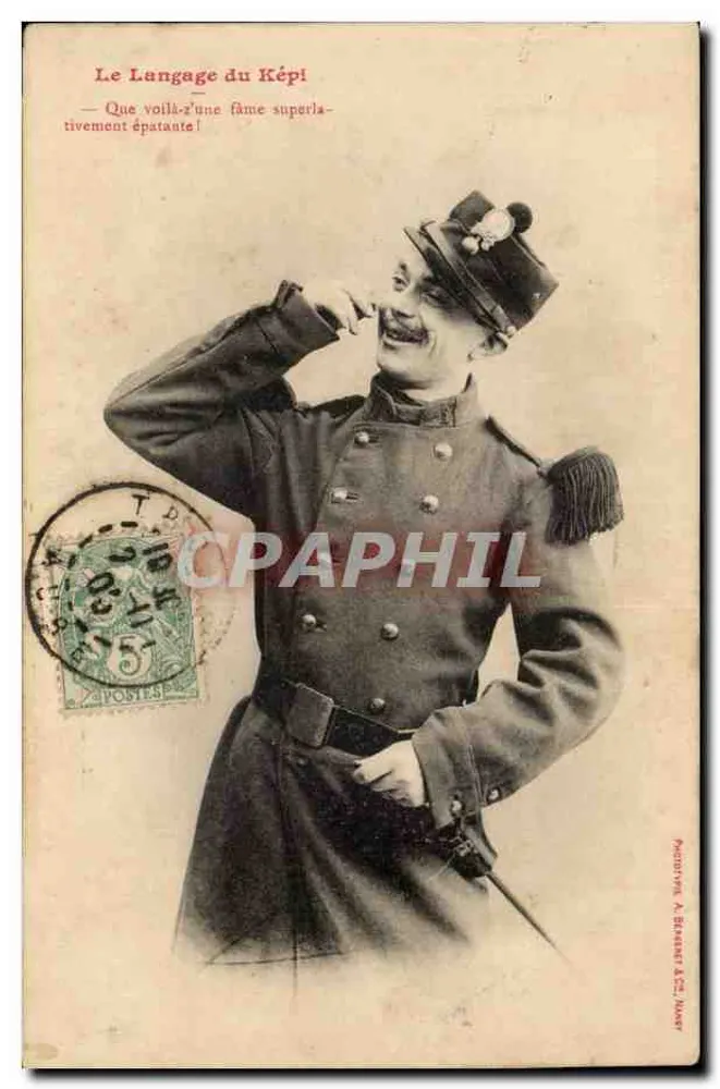 Soldado com képi — O Linguajar do Képi! — Fototipia A. BERNARD & Cie, Nancy - Frente