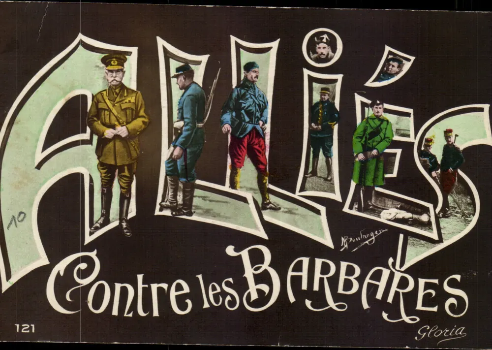 Alliés Contre les Barbare — Affiche patriotique — Gloria, n°121 - Recto
