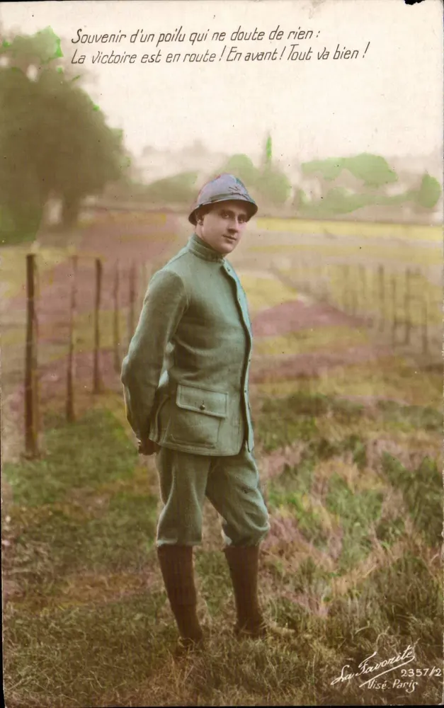 Soldado em uniforme — carta postal militar — La Favoriste, n°2357/12 - Frente