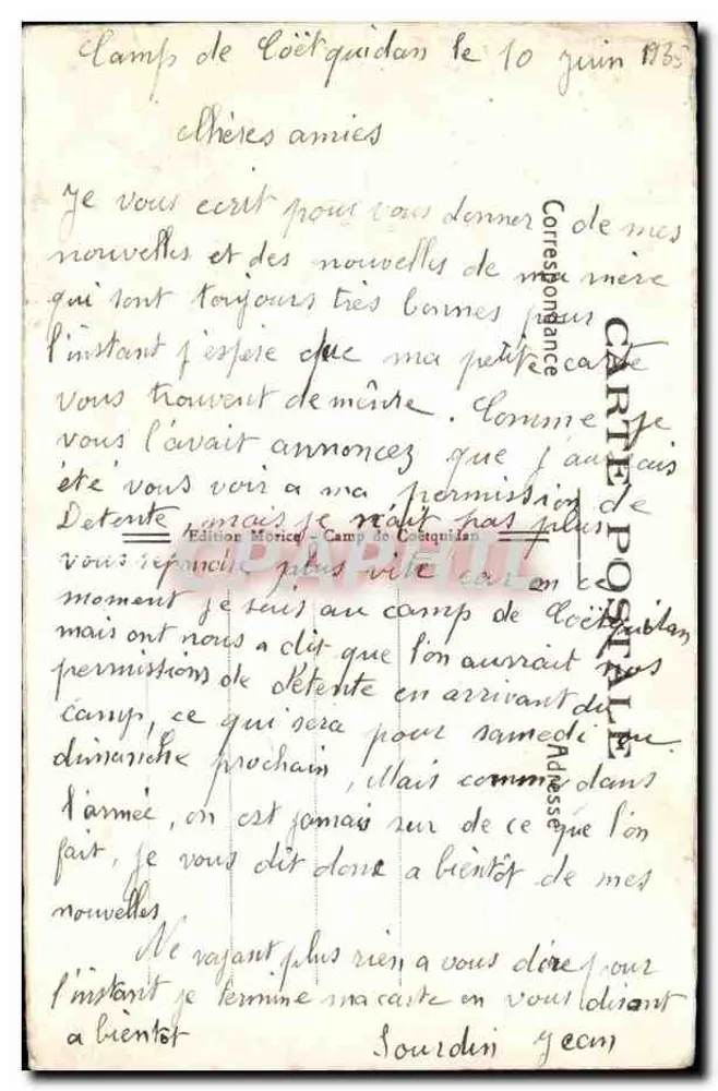 Camp de Coëtquidan — Maschinengewehrschwadron wartet auf den Angriff — Édition Morice, n°197 - Rückseite