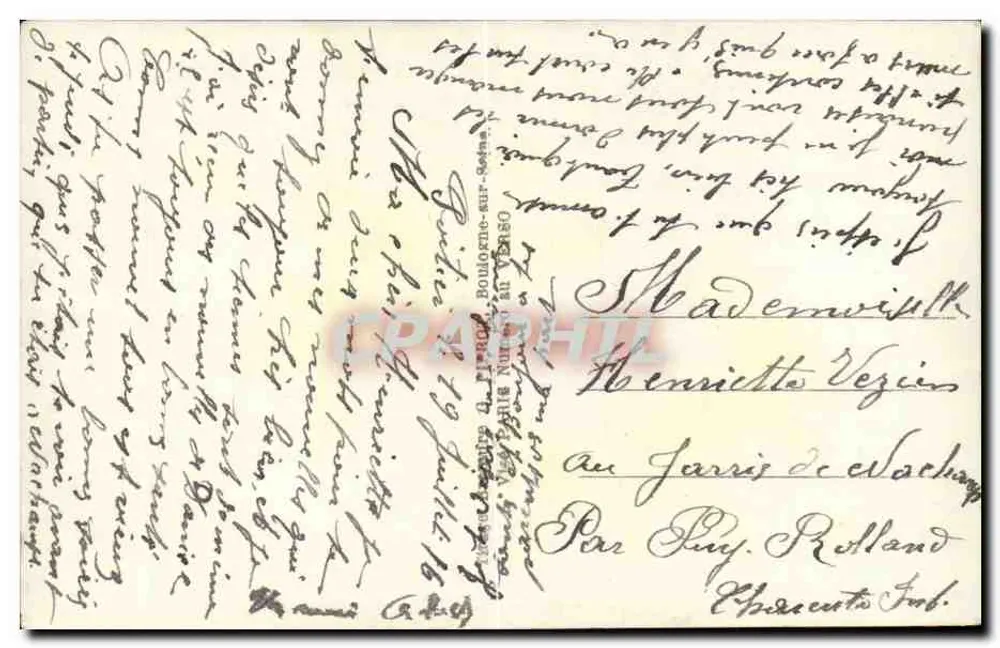 Ein Gruß aus Poitiers — dekorierte Karte mit Soldaten und Blumen — M.D.J. 203 - Rückseite