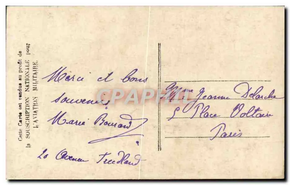 Junge Frau mit der französischen Flagge — Flieger in der Luft — Verlag P.T.T. Nr. 745 - Rückseite