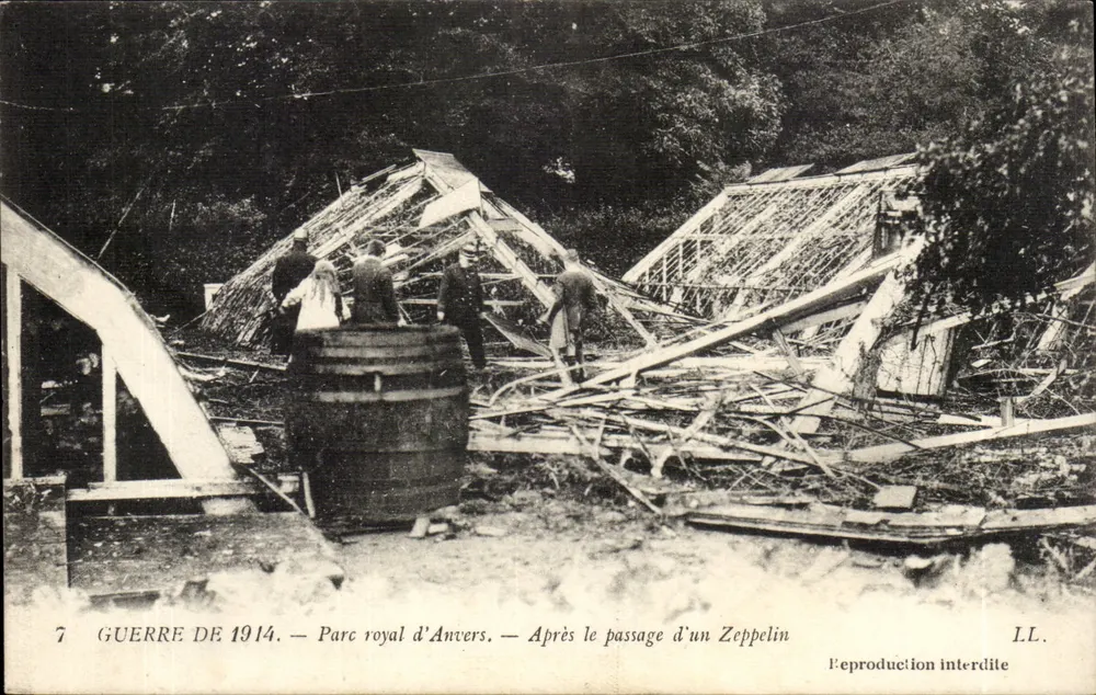 Königlicher Park von Antwerpen — Nach dem Durchflug eines Zeppelins — Edition I.L. - Vorderseite