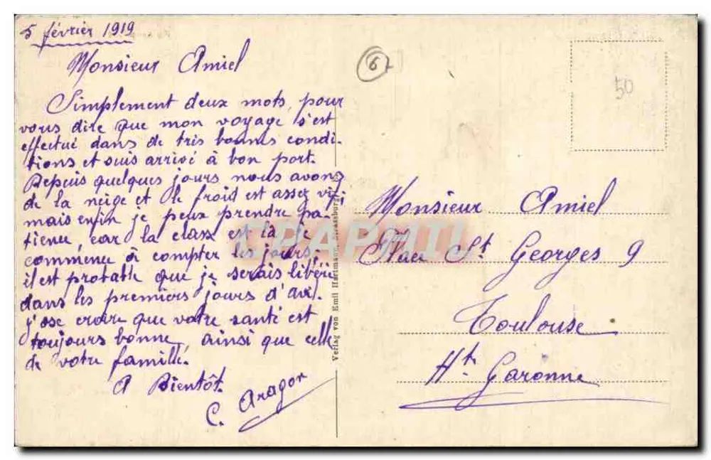 Estrasburgo — Kaiserpalast — editor Emil Haffner, Estrasburgo - Verso