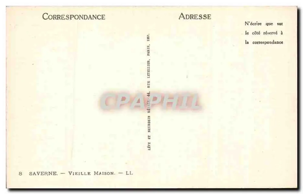 Saverne — Velha Casa — Lévy e Neurogin, Paris - Verso