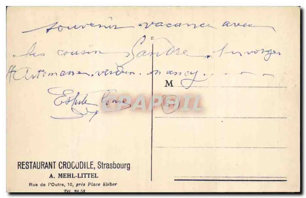 Dorfmesse im Jahr 1870 — Restaurant Crocodile, Straßburg — Originalgemälde des Künstlers Grison - Rückseite