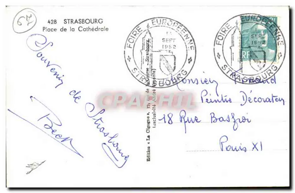 Place de la Cathédrale — Strasbourg — Editor Éditions La Cigogne - Verso