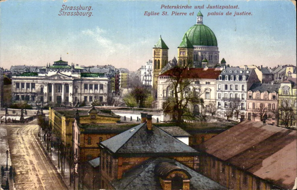 Strasbourg — Peterskirche und Justizpalast — Verlag Felix Luth, Strasbourg - Vorderseite