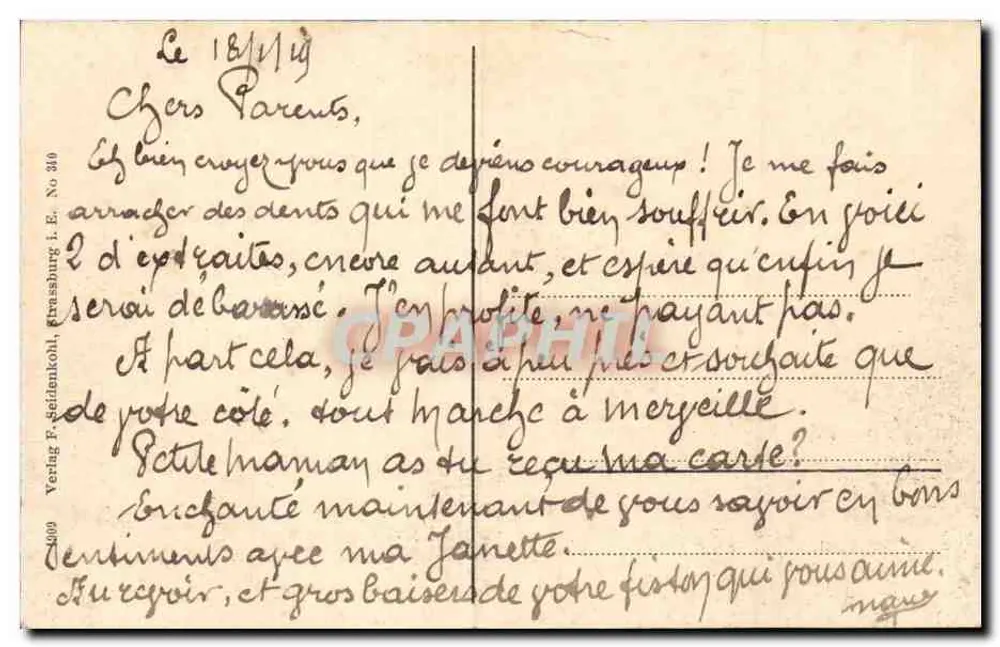 Estrasburgo i. E. Bahnhof — A Estação — editor F. Seidenkohl, n° 310 - Verso