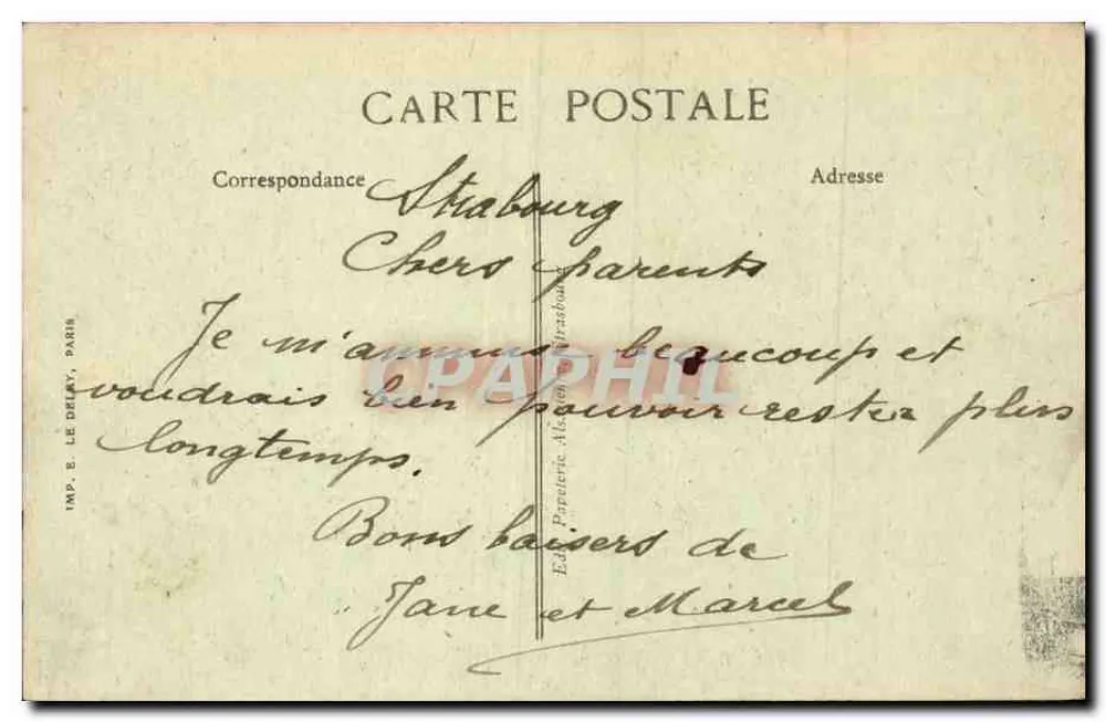 Straßburg — Tor von Kehl — Imp. E. Le Delay, Paris - Rückseite