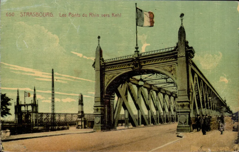 Straßburg — De Bruggen van de Rijn richting Kehl — Ansichtkaarten 'La Cigogne' n°650 - Voorkant