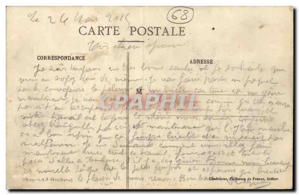 Thann - De Mairie — In de Elzas — onbekende uitgever, n° 175 - Achterkant
