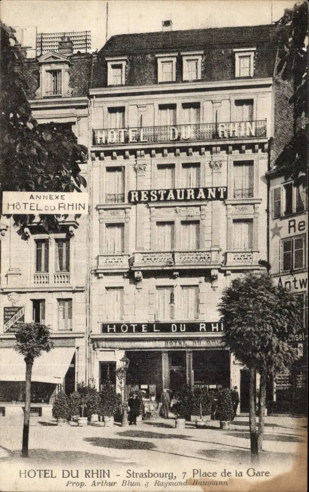 Hotel du Rhin — Straßburg, 7 Place de la Gare — Prop. Arthur Blum & Raymond Barmann - Vorderseite
