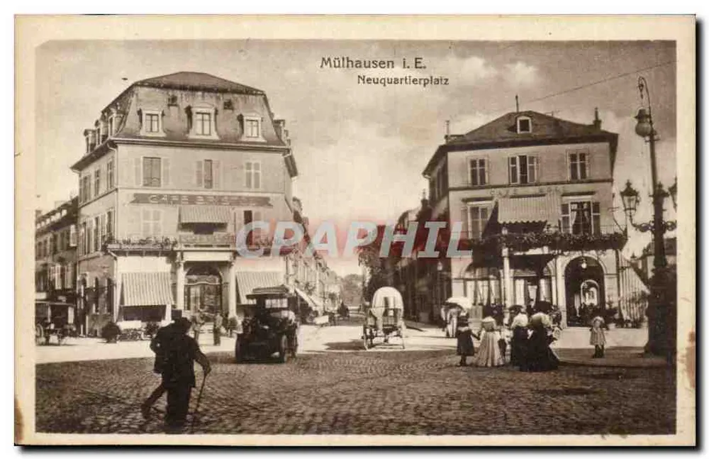 Mülhausen i. E. — Neuquartierplatz — editor não visível - Frente