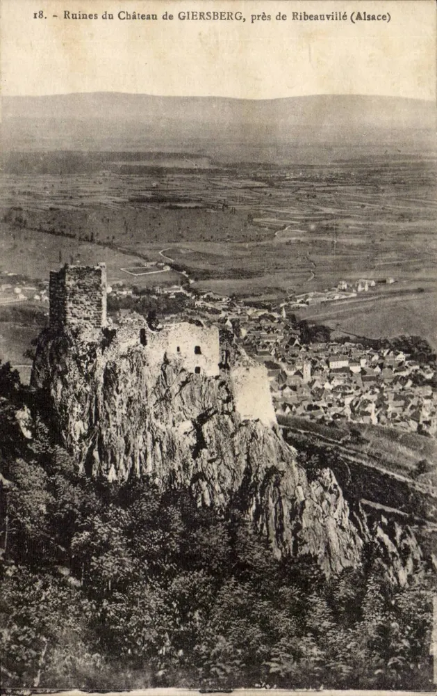 Ruinen des Schlosses Giersberg nahe Ribeauvillé (Elsass) — Ansichtskarte Nr. 18 - Vorderseite