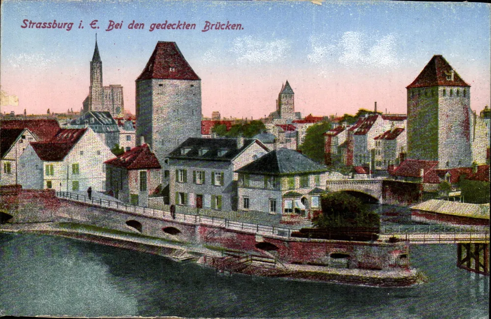 Straßburg i. E. — Ansicht der Überdachten Brücken — Felix Luib, Kunstverlagshandl. - Vorderseite