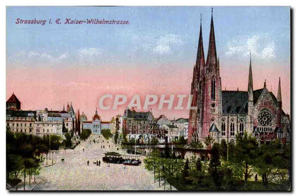 Estrasburgo i. E. Kaiser-Wilhelmstrasse — vista da catedral — Felix Laub, Stadtburg i. E. - Frente