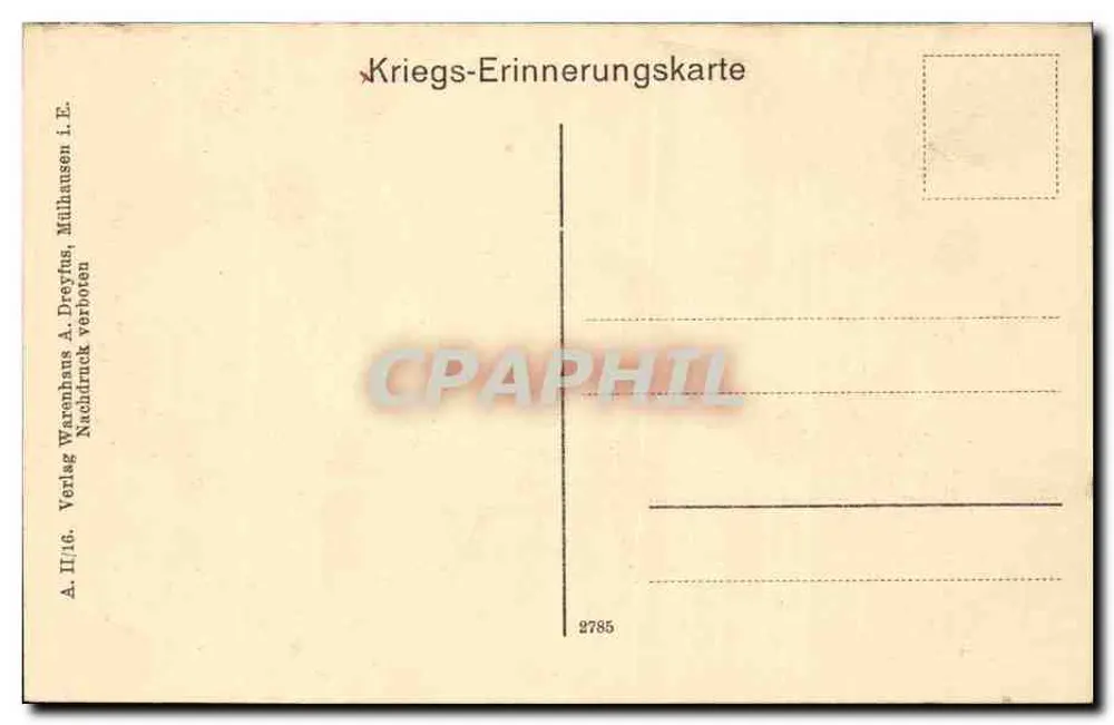 Ruinen von Häusern am Stephanplatz in Sennheim — Ob. Els. — Edition A. Dreyfus, Nr. 2785 - Rückseite