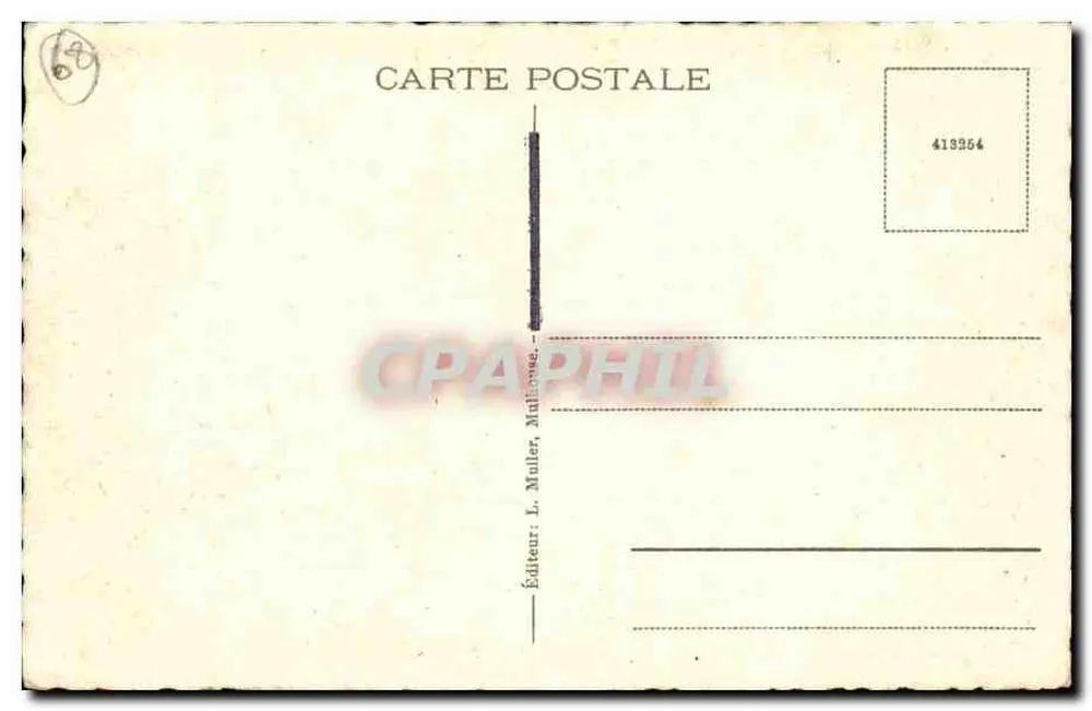 Mulhouse. Wieża Salvator — widok wieży z katedrą na tle — Wydawca L. Muller, Mulhouse, nr 413954 - Rewers