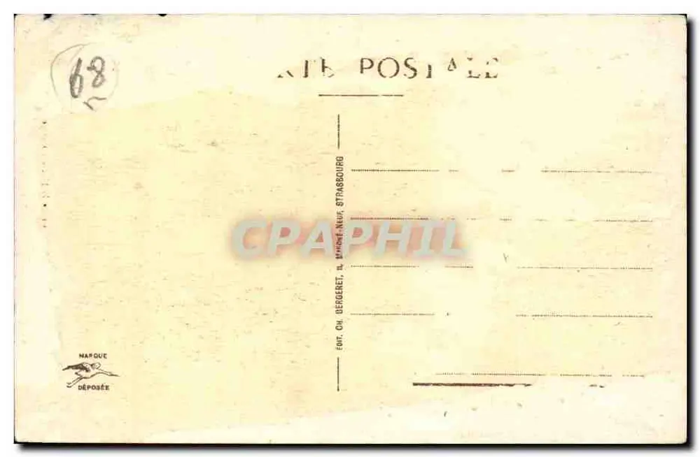 Colmar - Rue de la Maison-Rouge — vista de rua com homem varrendo — editor CH. BERGERET, Strasbourg - Verso