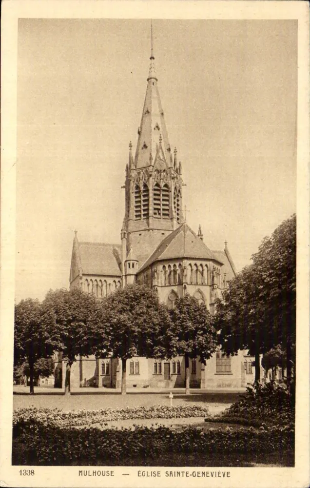 Mulhouse — Igreja de Santa Geneviève — Editor Braun & Cie, n° 1338 - Frente