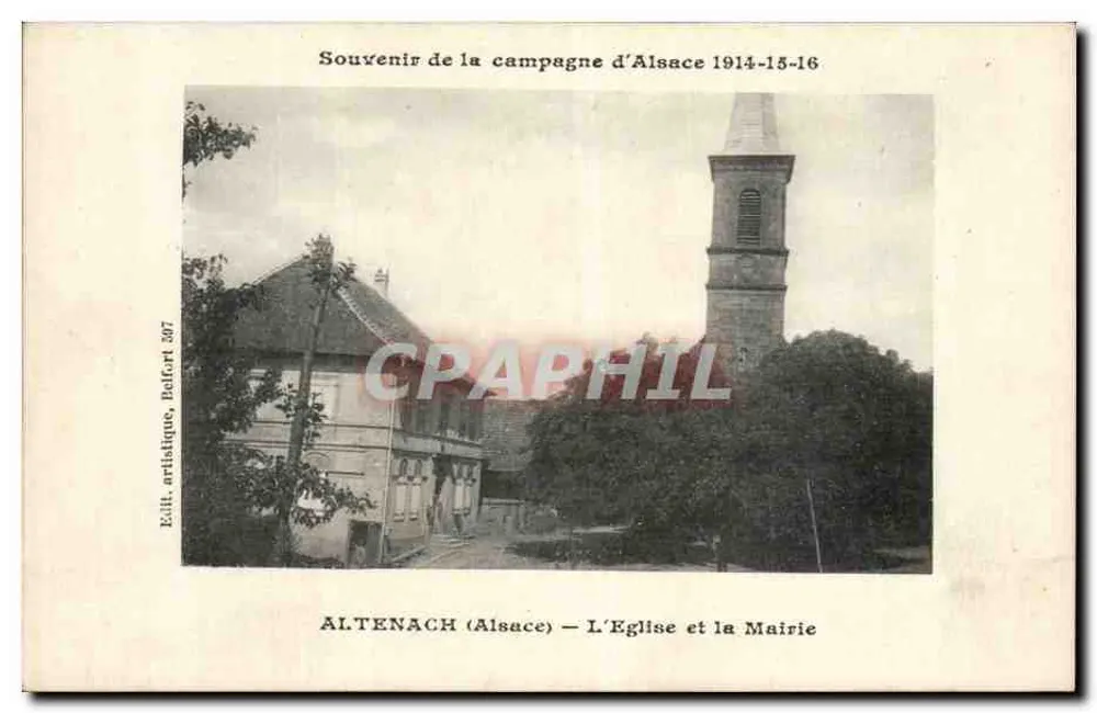 Altenach (Elsass) — Die Kirche und das Rathaus — Künstlerische Ausgabe Belfort 207 - Vorderseite