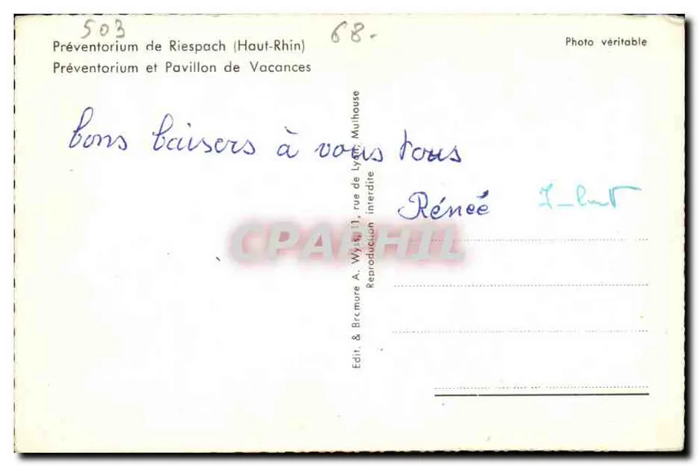 रीस्पैच (ऊच-रिन) के प्रीवेंटोरियम — प्रीवेंटोरियम और छुट्टी के पैविलियन — एडिटर & ब्रू. मूरे A. विस, लुई रू, मल्हौस - पीछे