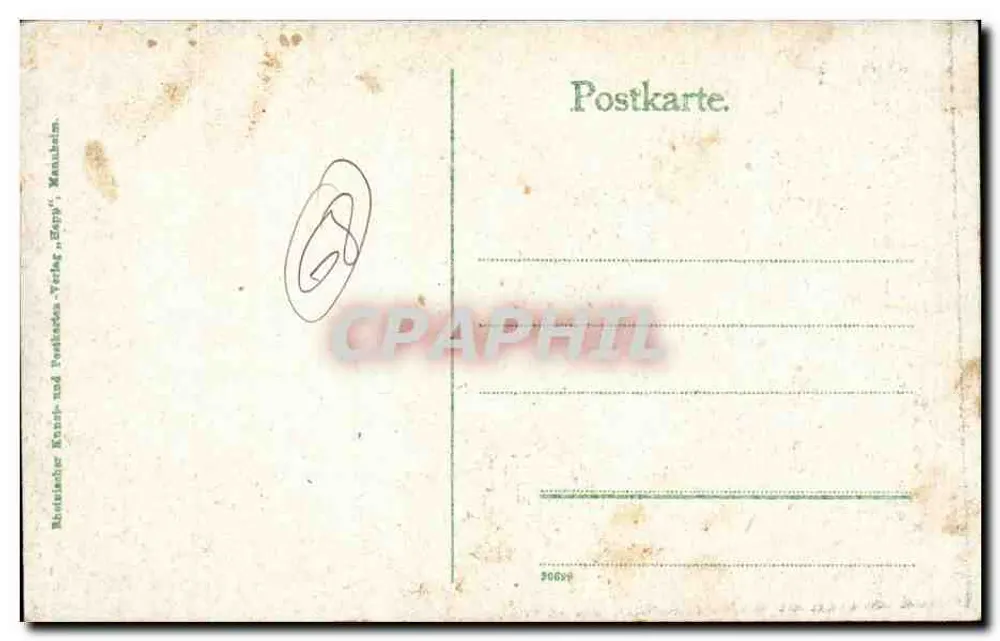 Germersheim a/Ruhr — panoramische Ansicht in 8 Vignetten — Verlag: Rotbacher Kunst- und Postkarten-Verlag, Mannheim - Rückseite