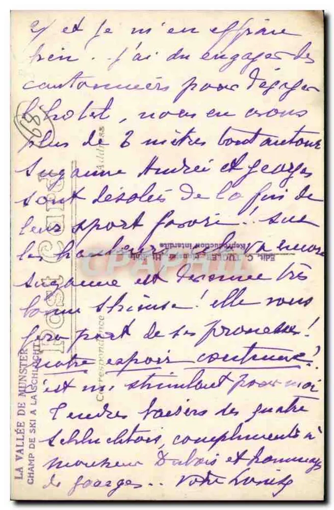 Die Tal von Munster — Skilift in La Schichtheim — Verlag C. TUCHEL, 88 - Rückseite