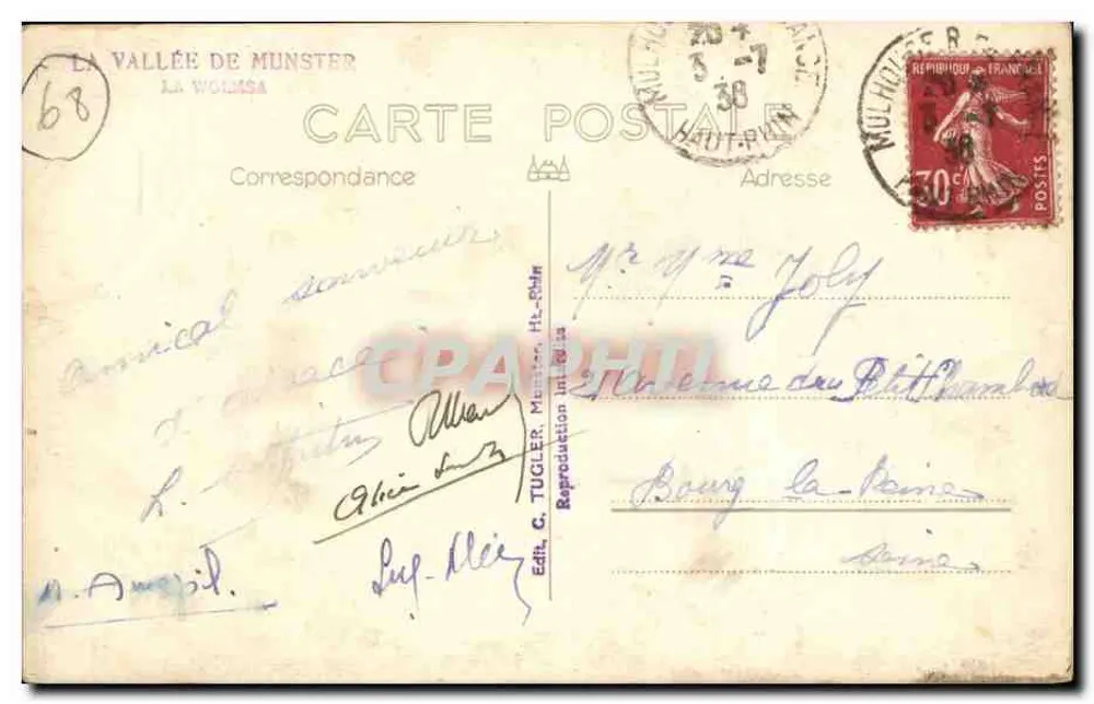 Dolina Munster — La Wolmsa — Wydawca C. Tugler, Ht.-Chim - Rewers