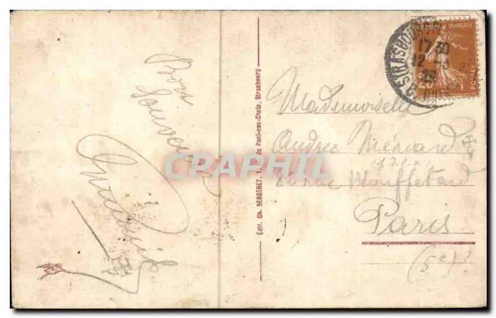 Straßburg - Die Rheinbrücken in Richtung Kehl — Verlag Ch. Bergeret, Nr. 631 - Rückseite