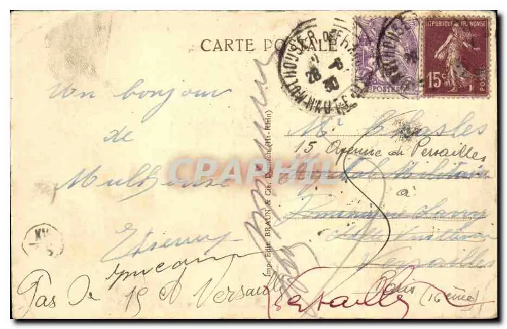 Mulhouse — Banhos Municipais — editor Imp. Ed. Braton & Cie, n° 1250 - Verso