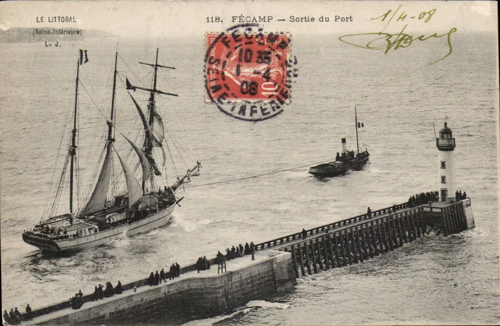 Fécamp — Ausfahrt vom Hafen — L. J. Nr. 118 - Vorderseite