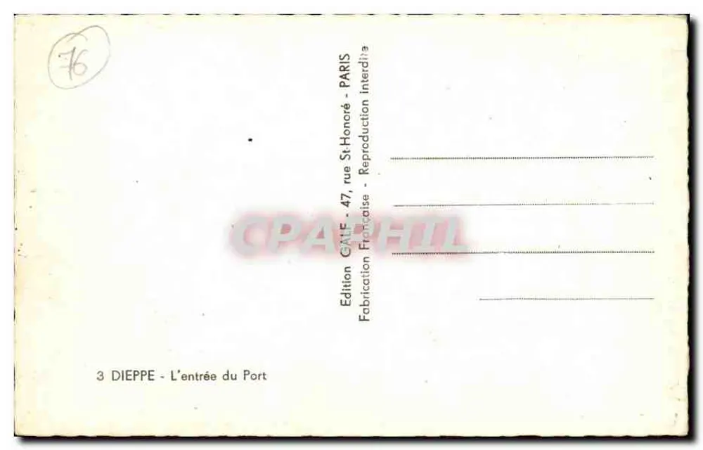 Dieppe — A entrada do porto — Edição GATF - Verso