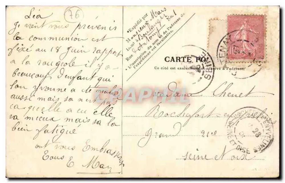 Dieppe — Nowy Most Żelazny — V. P. Paris. Nr 10 - Rewers
