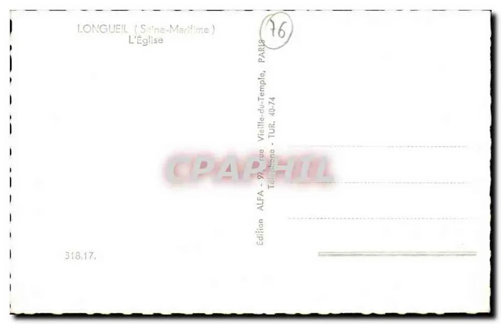 Longueil (Seine-Maritime) — A Igreja — Edição ALFA, n° 318.17 - Verso