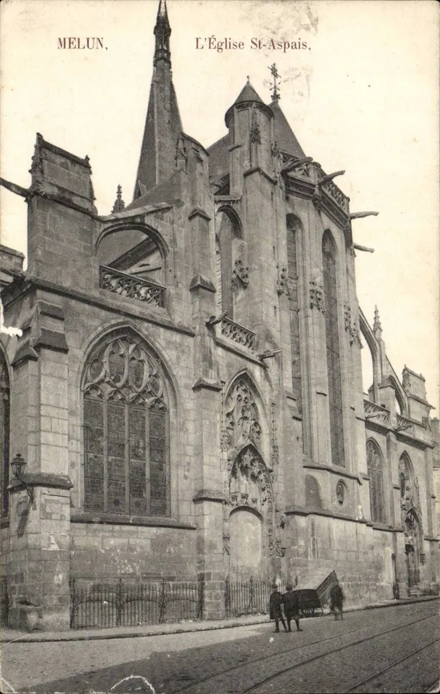 Melun, A Igreja de São Aspais — vista externa, editor não identificado - Frente