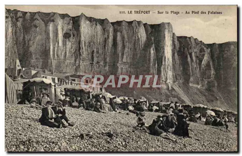 Le Tréport — Auf der Strand — Am Fuße der Klippen — Verlag: Éd. L. Pichon, Nr. 111 - Vorderseite
