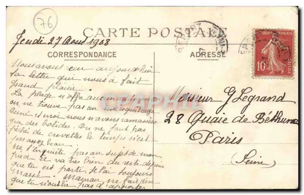 Le Tréport — O Cais do Povo — Edição A.B. Depositado - Verso