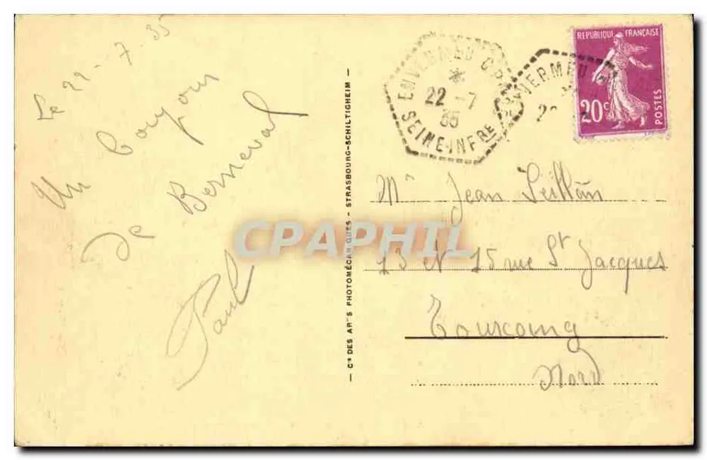 Berneval-sur-Mer — Ogólny widok — Ciech Artyściwnych Fotomechanicznych - Rewers