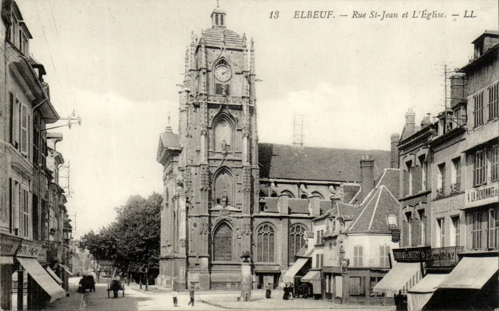 Elbeuf — Calle Saint-Jean y la Iglesia — LL - Anverso